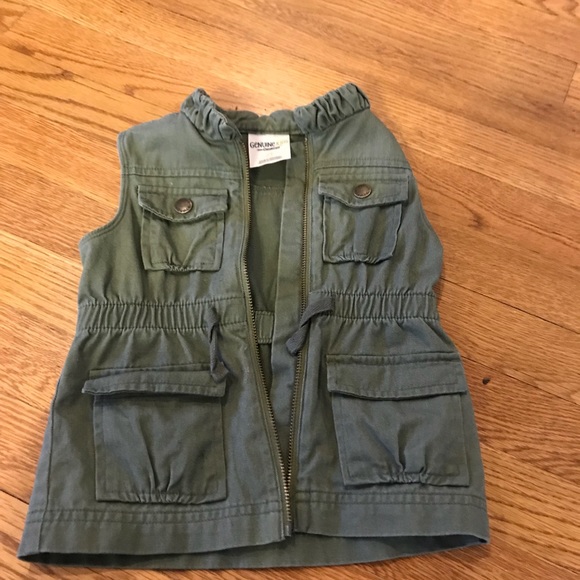Toddler Girl Green Army Vest 